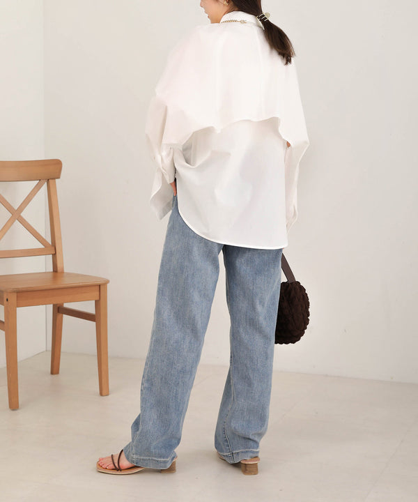 LAYERED STRIPES CAPE SHIRT