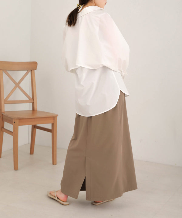 LAYERED STRIPES CAPE SHIRT