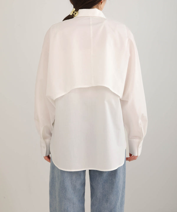 LAYERED STRIPES CAPE SHIRT