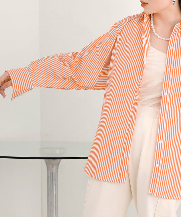 LAYERED STRIPES CAPE SHIRT