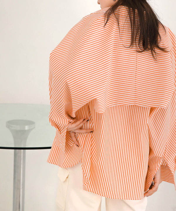 LAYERED STRIPES CAPE SHIRT