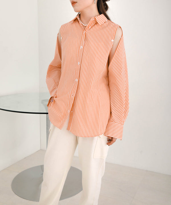 LAYERED STRIPES CAPE SHIRT