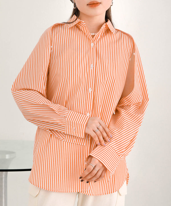 LAYERED STRIPES CAPE SHIRT