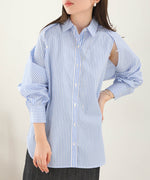 LAYERED STRIPES CAPE SHIRT