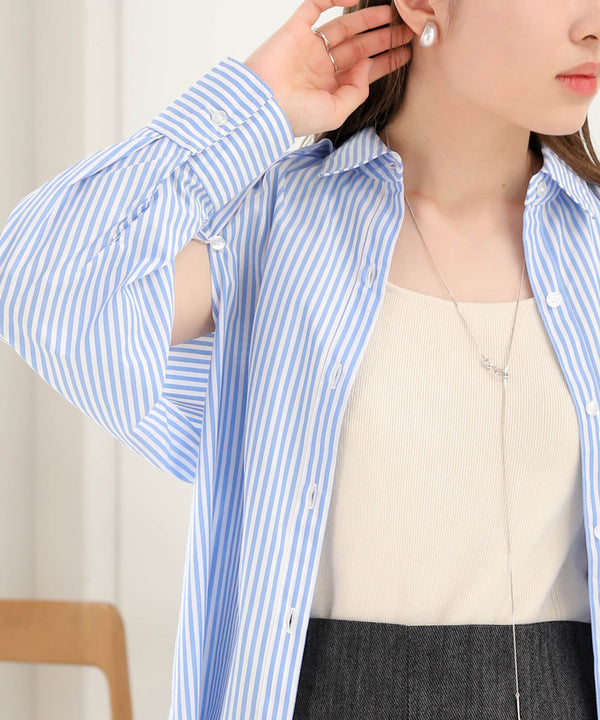 LAYERED STRIPES CAPE SHIRT