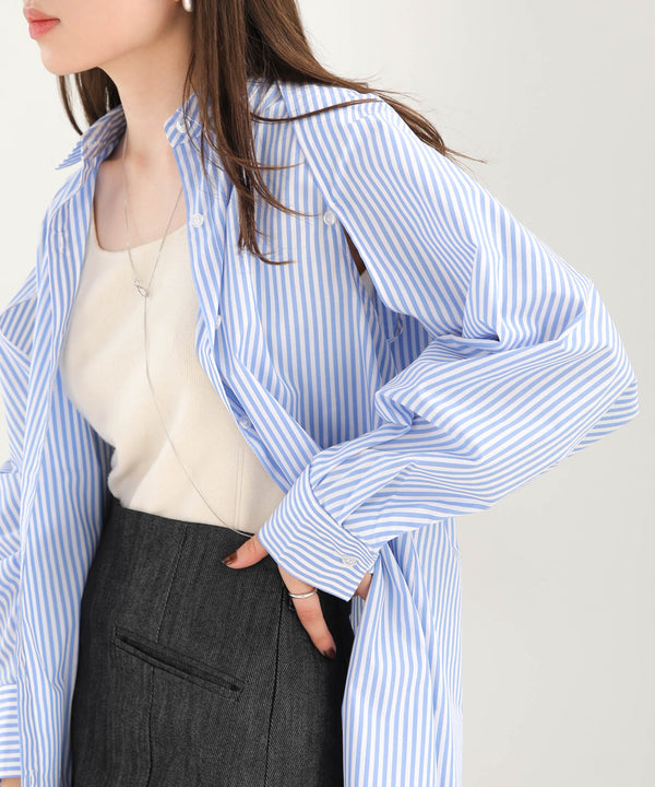 LAYERED STRIPES CAPE SHIRT