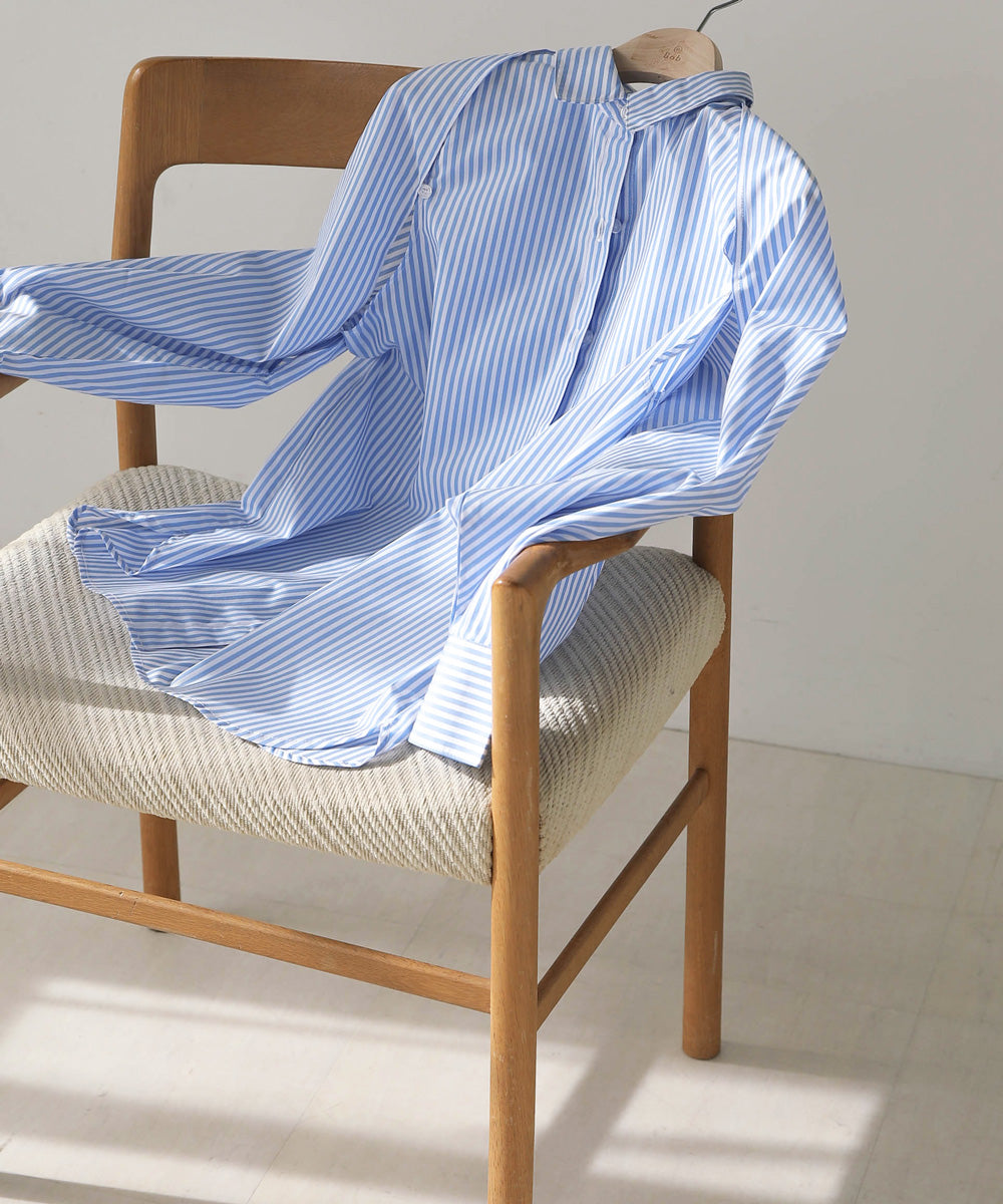 LAYERED STRIPES CAPE SHIRT