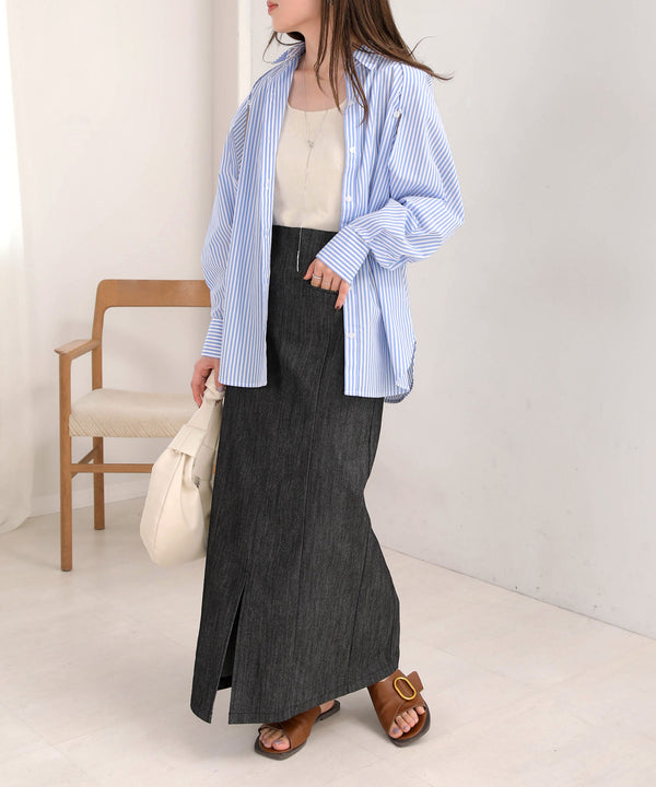 LAYERED STRIPES CAPE SHIRT